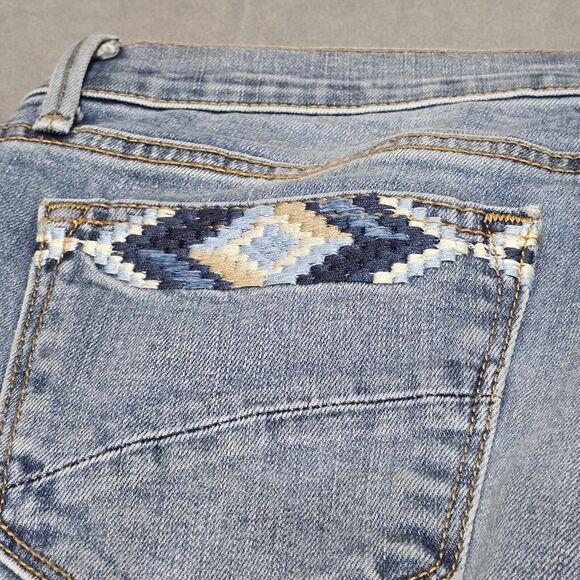 Driftwood Jeans Women's 29 Collette Straight Crop Blue Embroidered Stretch Denim - Picture 11 of 12